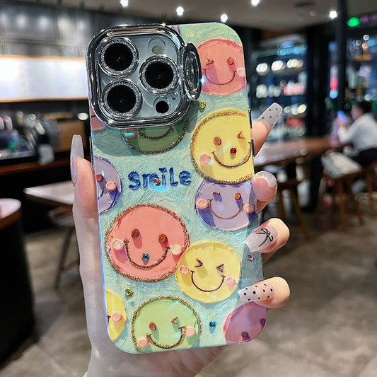 New cute colorful smiley face lens invisible bracket mobile phone protective case