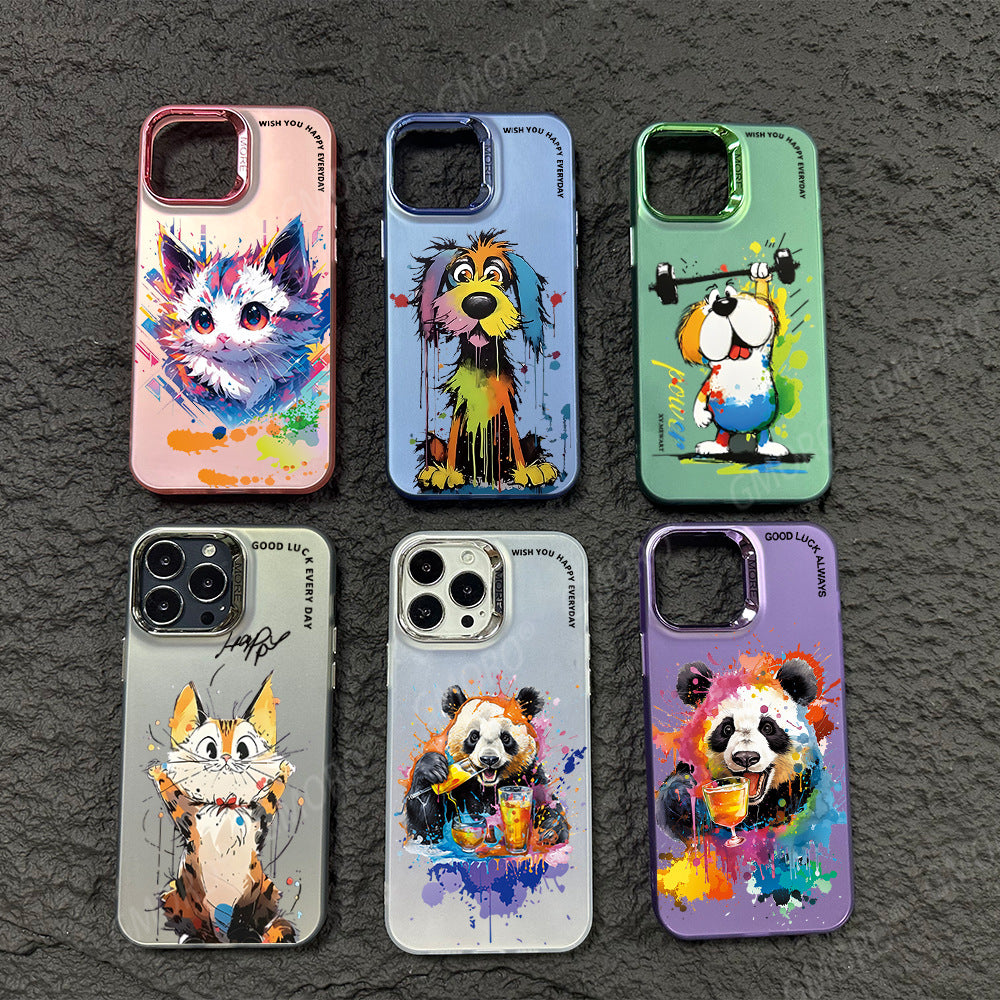 New cartoon graffiti frosted large hole mobile phone case