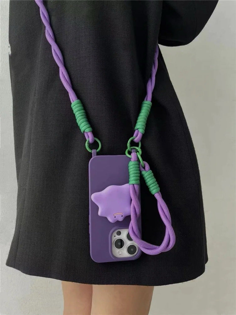 Premium Dark Purple Monster Stand Crossbody Phone Case