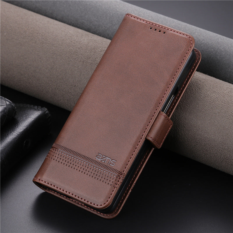 Angkop para sa Samsung z fold 3/4/5 premium genuine leather case retro business mobile phone case