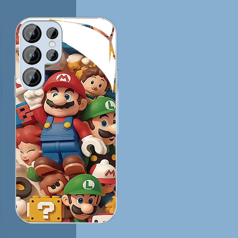 Internet celebrity hit Mario man pile glass phone case suitable for Samsung