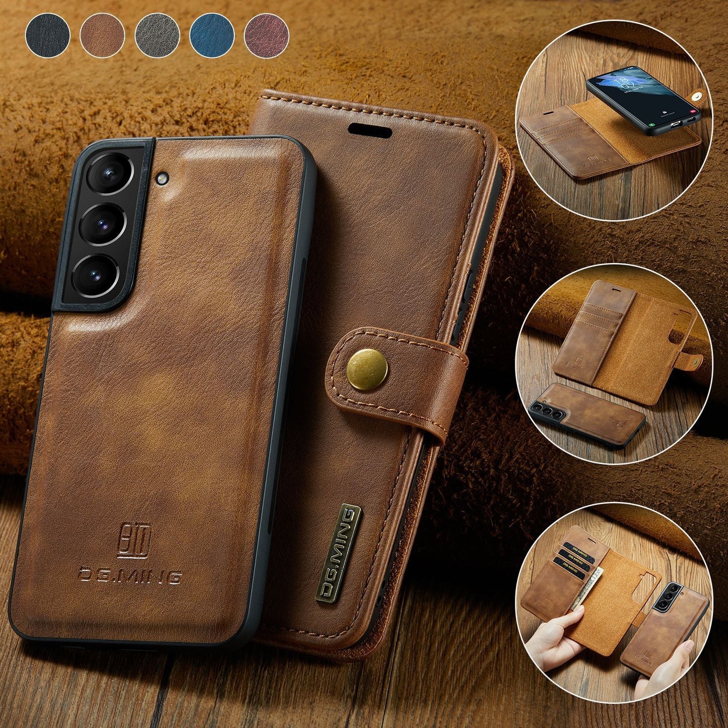 High-grade magnet split leather case 2-in-1 wallet protective leather case mobile phone case