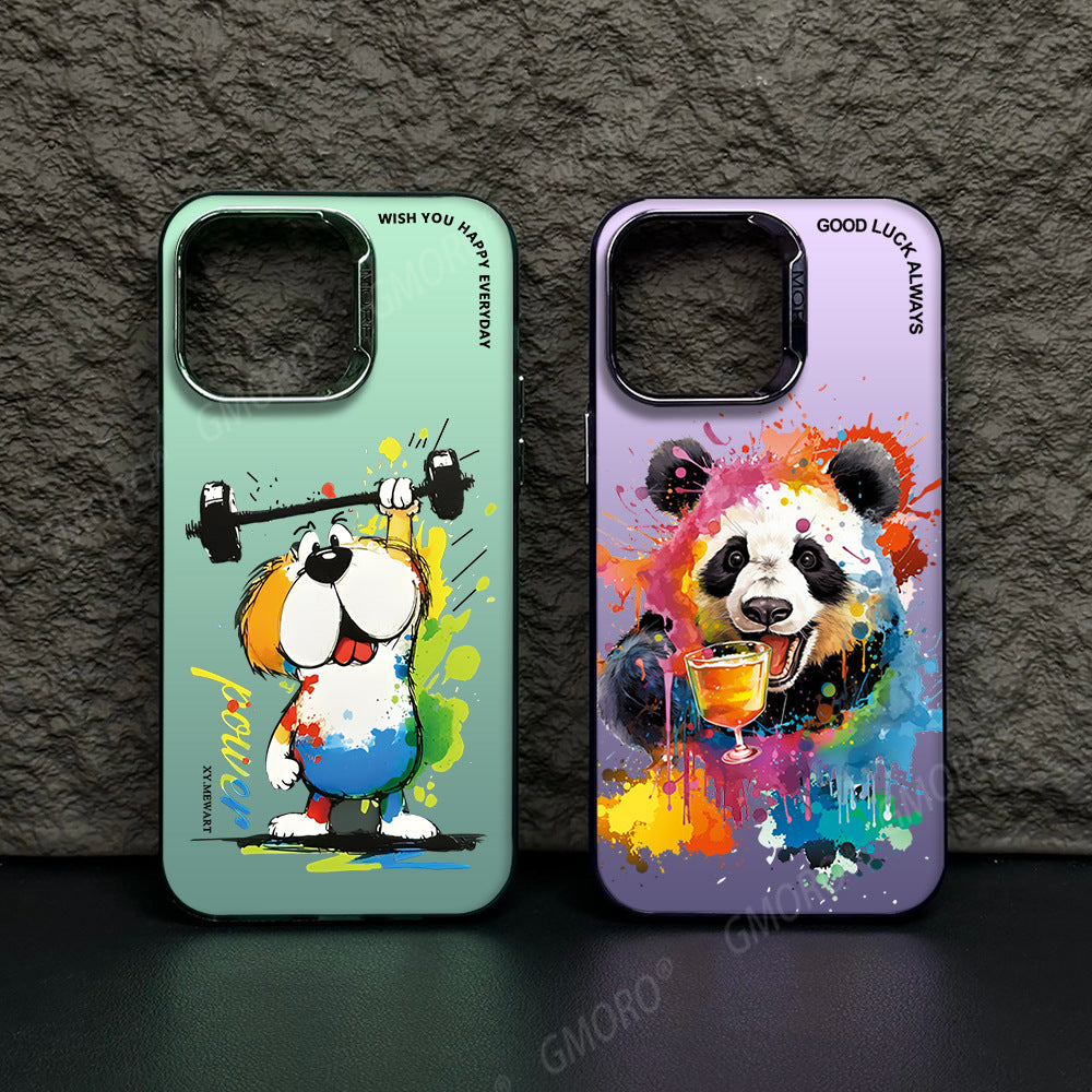 New cartoon graffiti frosted large hole mobile phone case