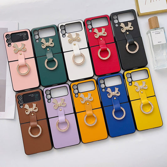 Suitable for Samsung Galaxy z flip3/4 diamond ring bow crossbody mobile phone case