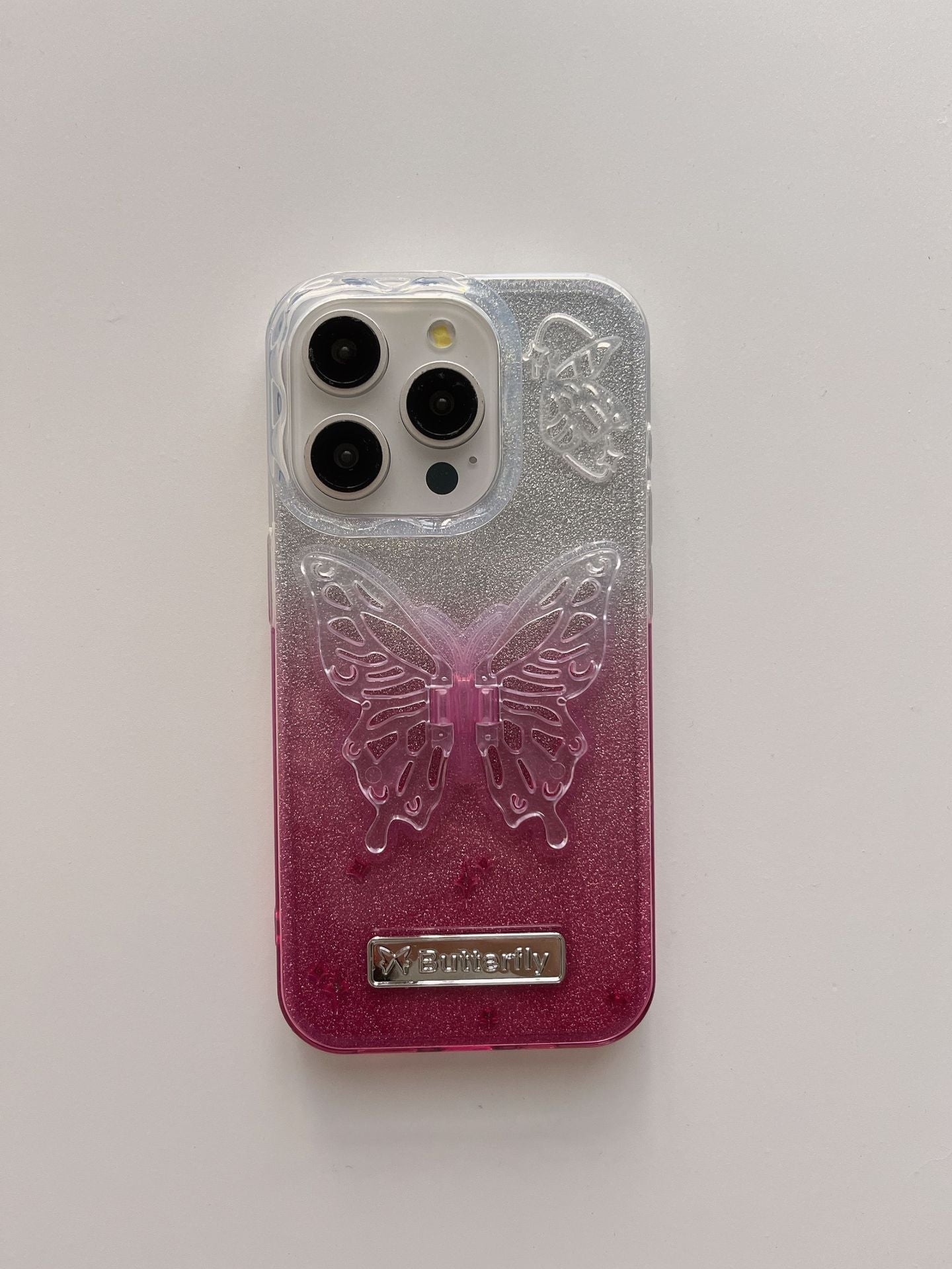 Gradient three-dimensional butterfly stand mobile phone case