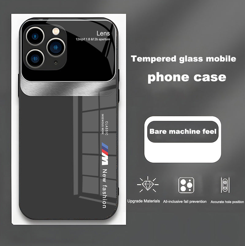 Large window luxury fashion glass phone case for iPhone