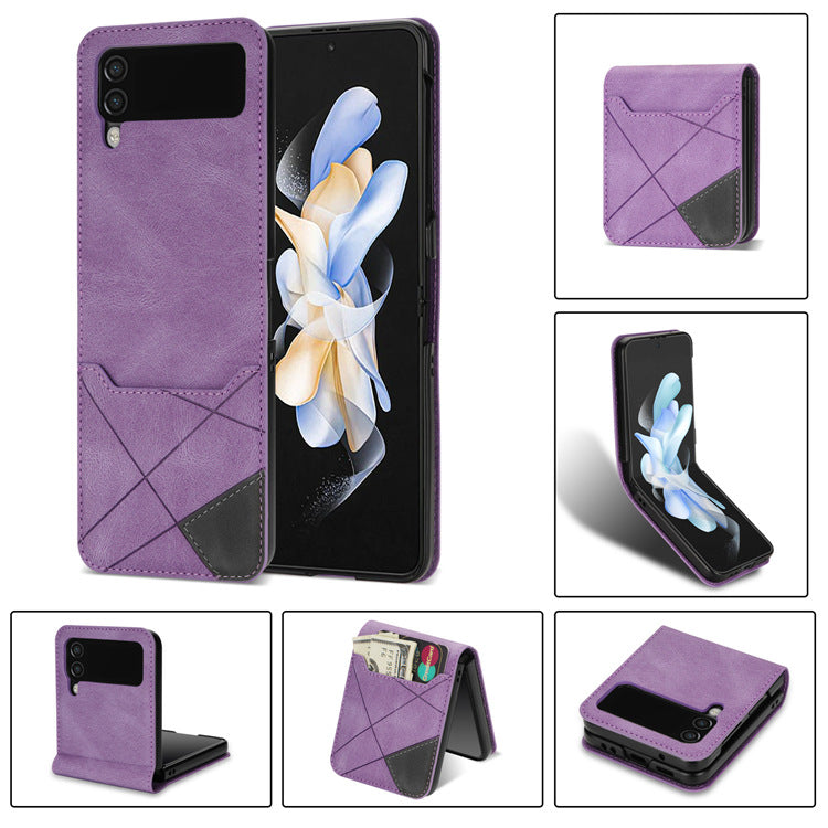 Angkop para sa Samsung ZFlip 3/4/5 folding at spliced retro pattern card back cover case ng mobile phone