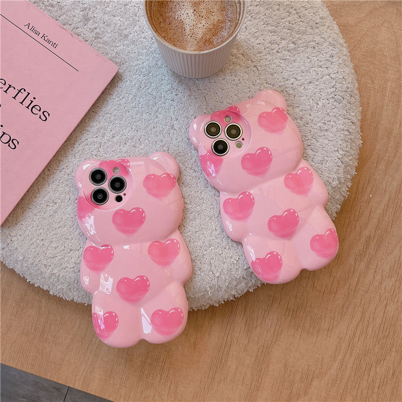 Natural silicone love bear mobile phone case