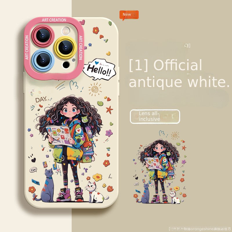 IPhone Silicone Original Silicone Cartoon Curly Hair Girl Phone Case