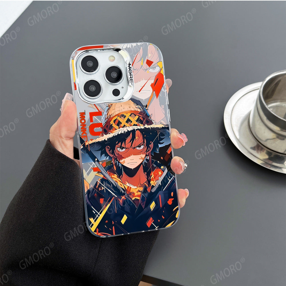 Colored silver electroplating cartoon One Piece Luffy mobile phone case