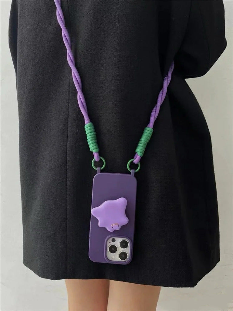 Premium Dark Purple Monster Stand Crossbody Phone Case