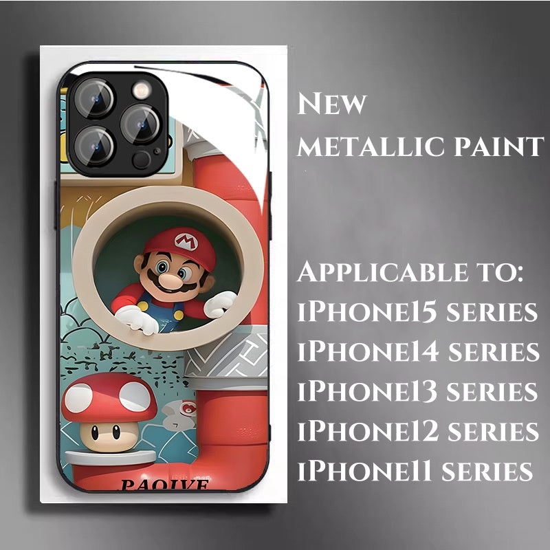 Popular Mushroom Mario Liquid Glass Anti-fall Phone Case