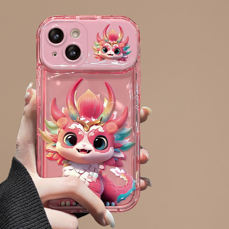 New Year Colorful Fortune Dragon Flip Mirror Stand iPhone Case