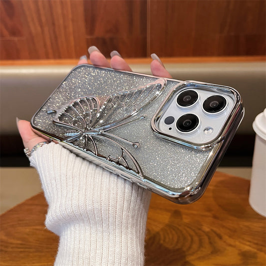 Electroplating butterfly gradient glitter phone case