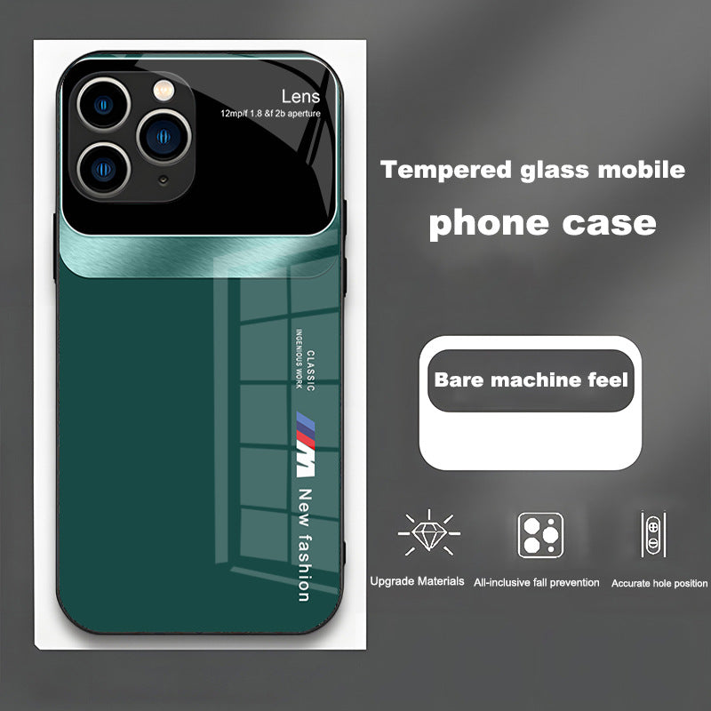 Large window luxury fashion glass phone case for iPhone