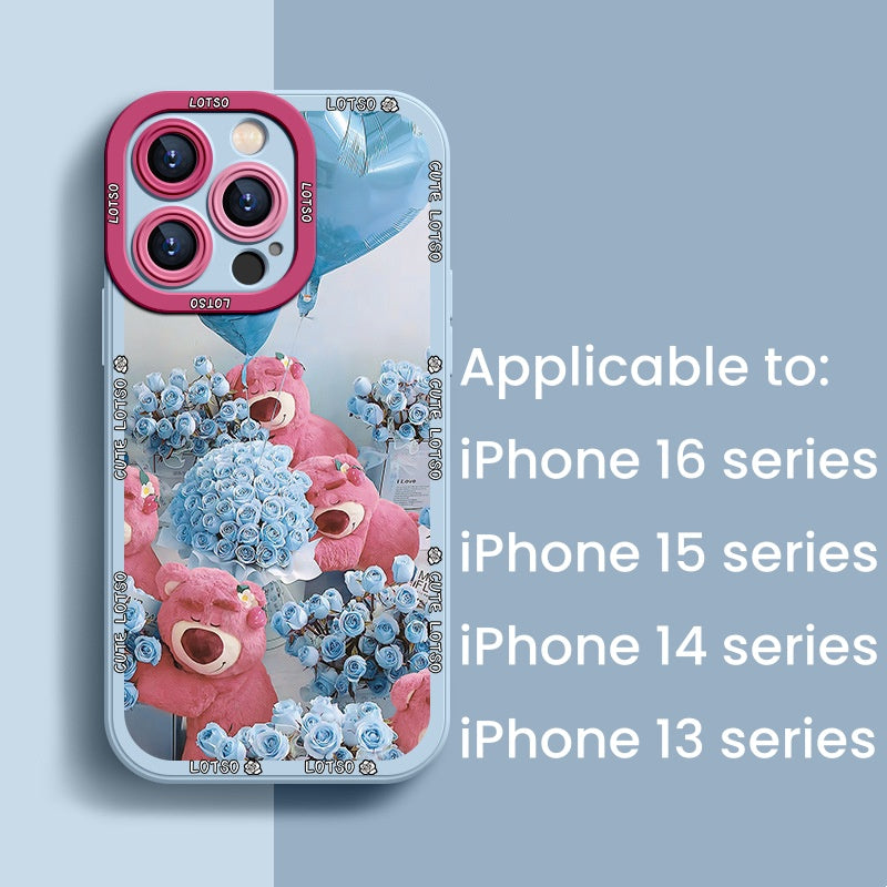 New silicone strawberry bear high-end anti-fall cute mobile phone case