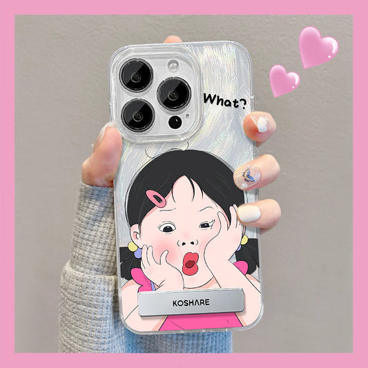 Yusha cute girl mobile phone case with stand