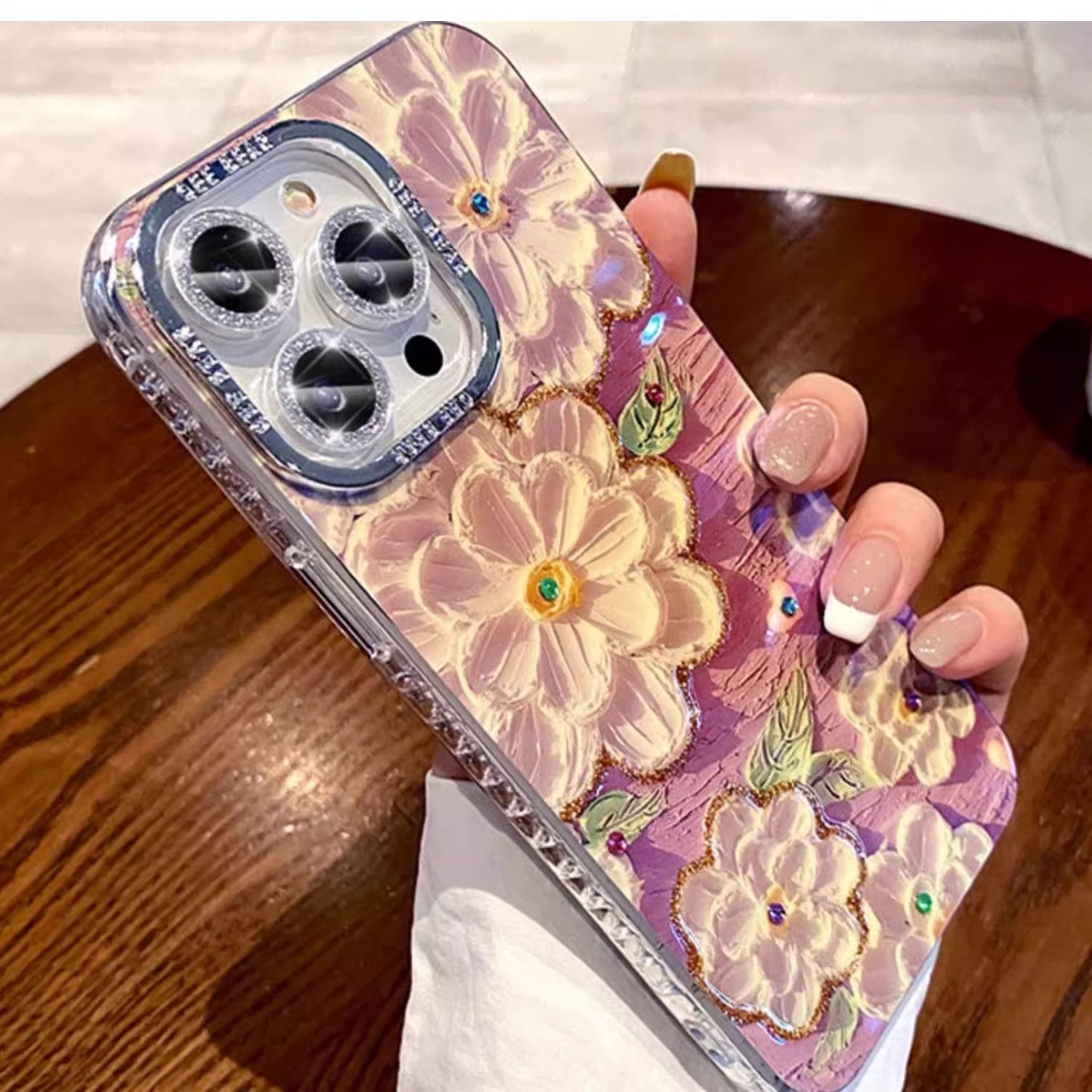 High-end luxury rhinestone rainbow happy comes with high-definition lens film protection mobile phone case