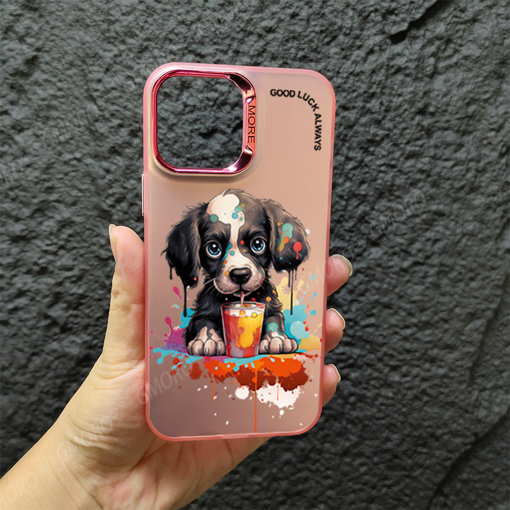 New cartoon graffiti frosted large hole mobile phone case