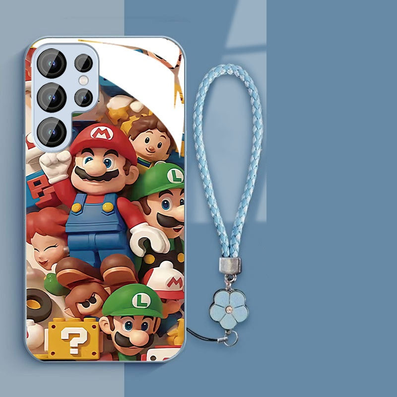 Internet celebrity hit Mario man pile glass phone case suitable for Samsung