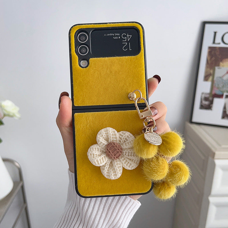 Mink plush sunflower pendant phone case