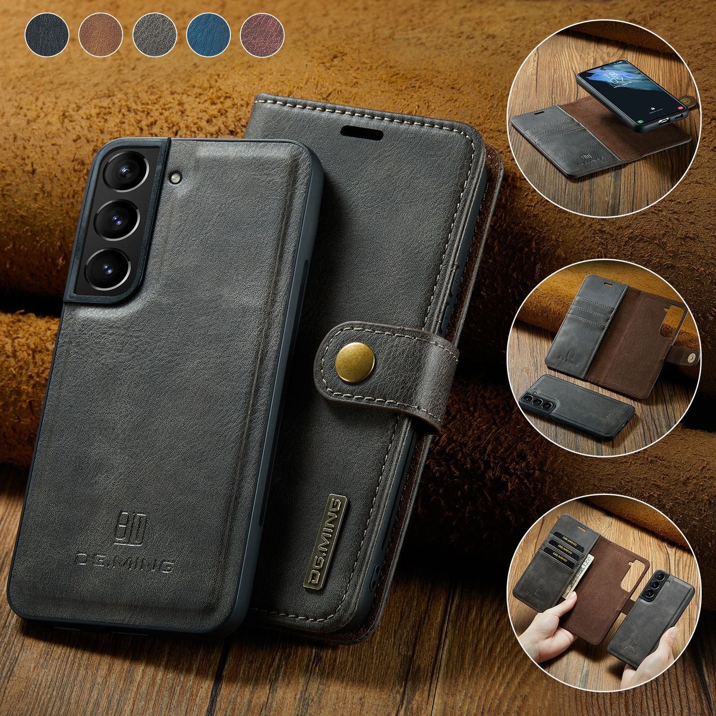 High-grade magnet split leather case 2-in-1 wallet protective leather case mobile phone case