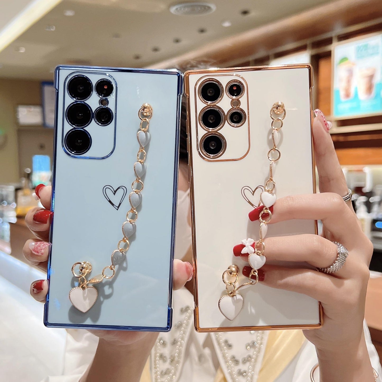 Electroplating heart bracelet mobile phone case for Samsung Galaxy S/A