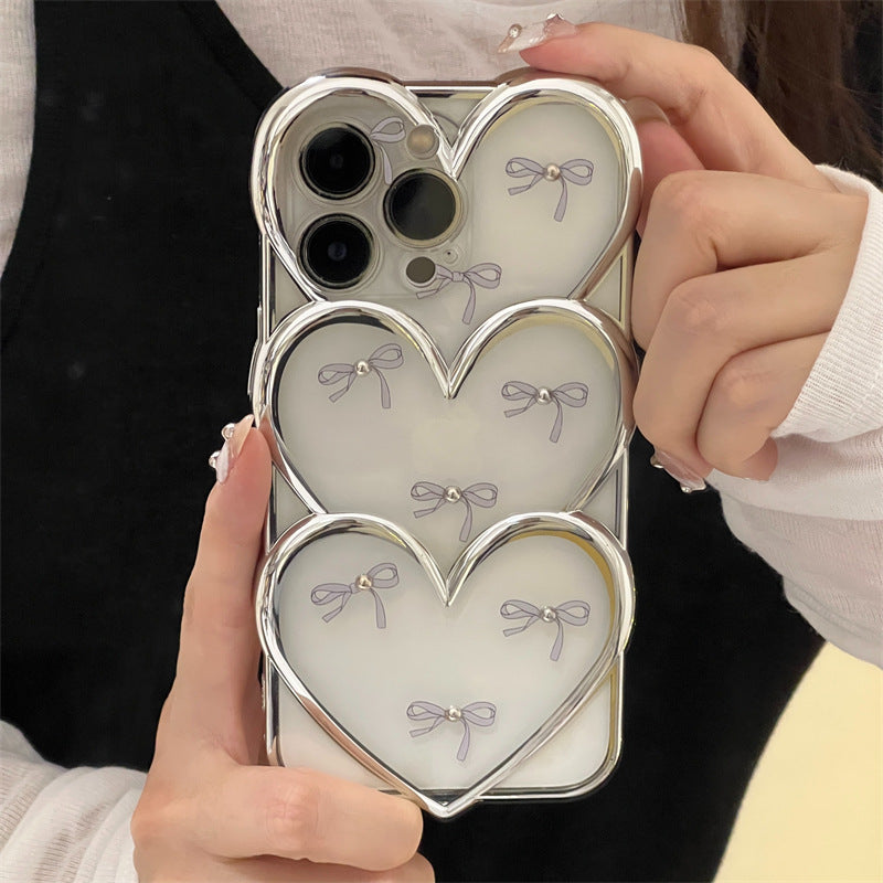 Electroplating 3D Heart Bowknot Phone Case