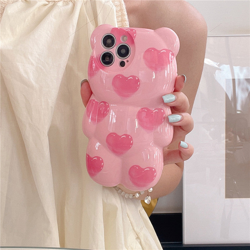 Natural silicone love bear mobile phone case