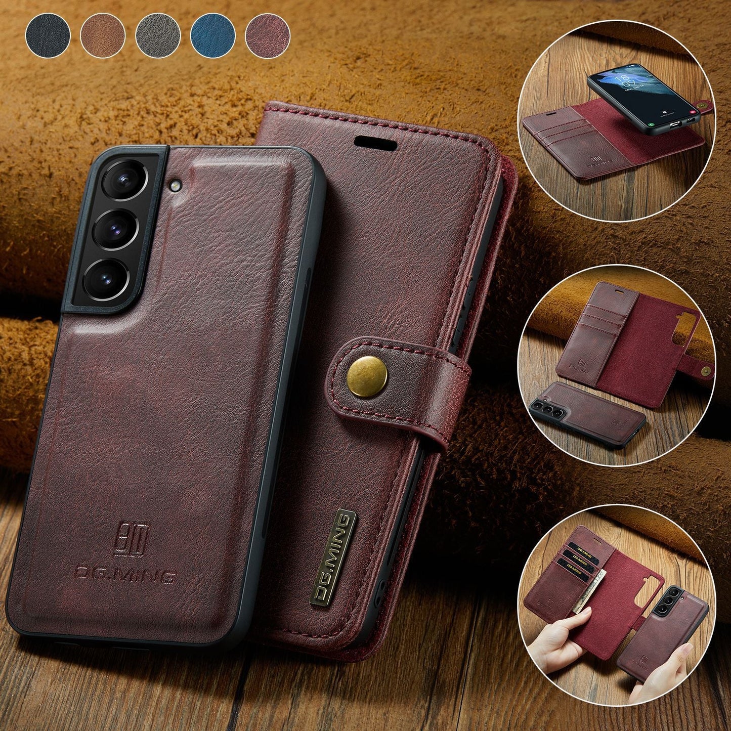 High-grade magnet split leather case 2-in-1 wallet protective leather case mobile phone case