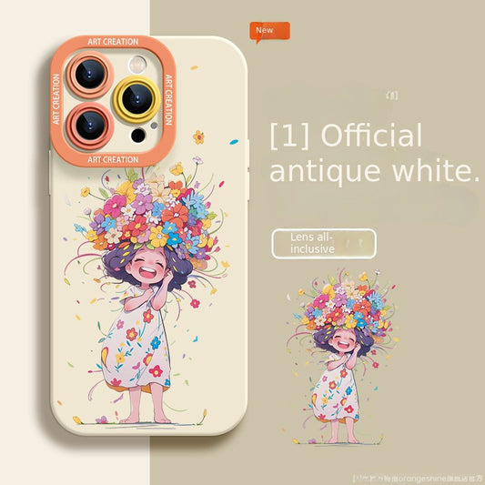 IPhone Silicone Original Silicone Cartoon Curly Hair Girl Phone Case -2