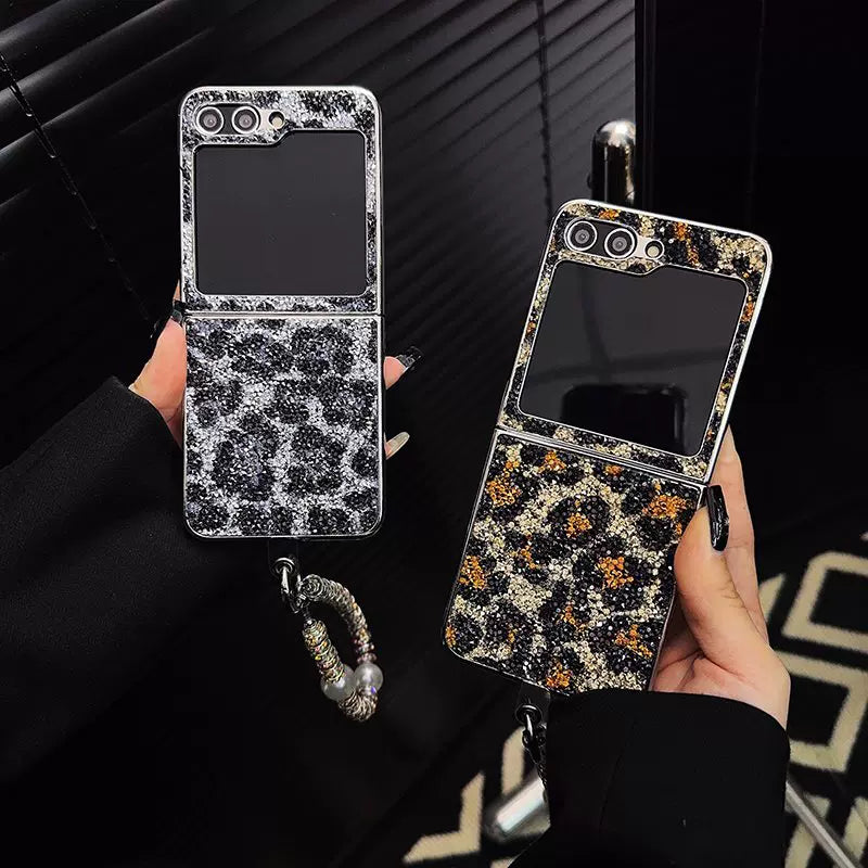 Luxury Glitter leopard Case For Galaxy Z Flip 3/4/5
