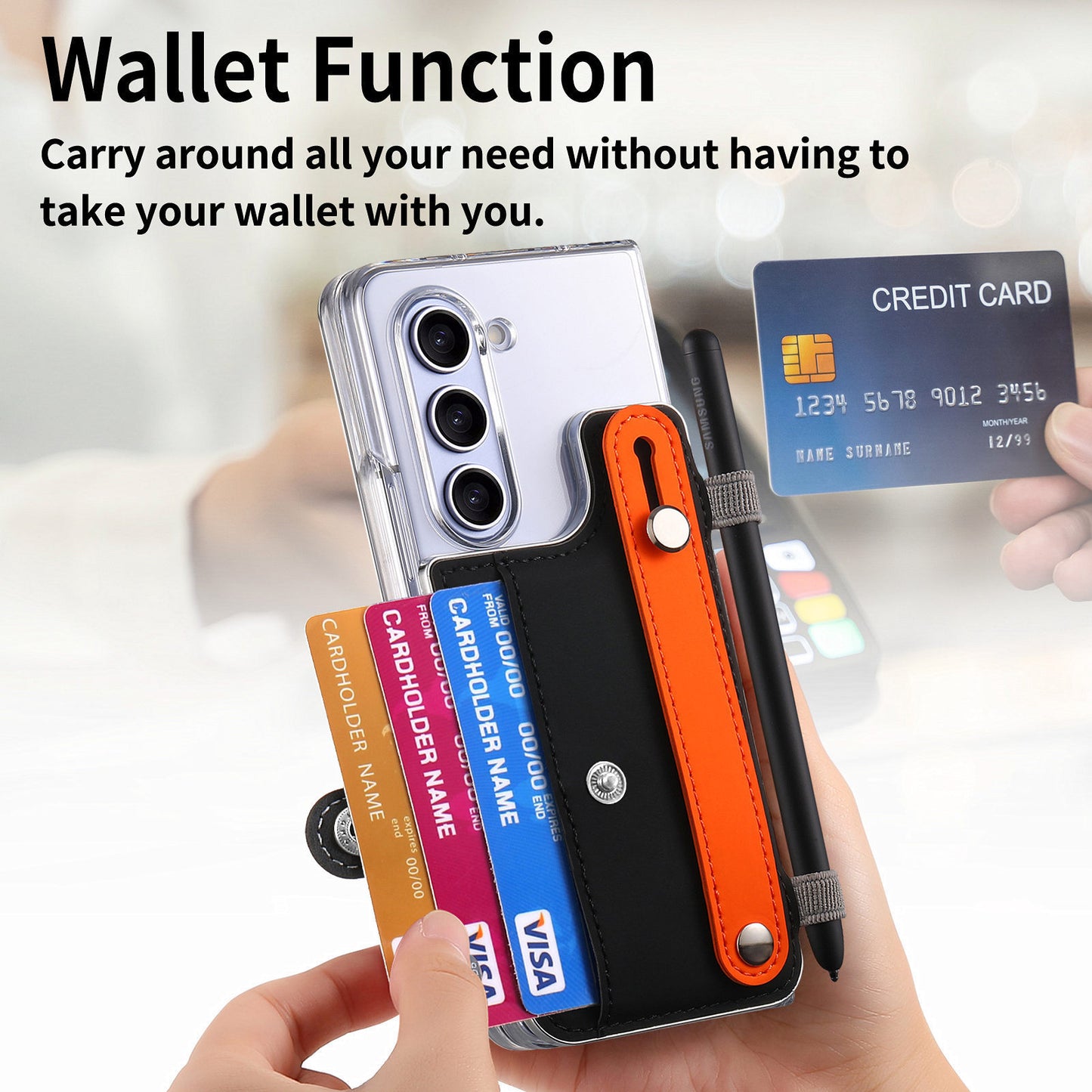 Wristband bracket card insertion anti-fall mobile phone case suitable for Samsung Z Fold6/5