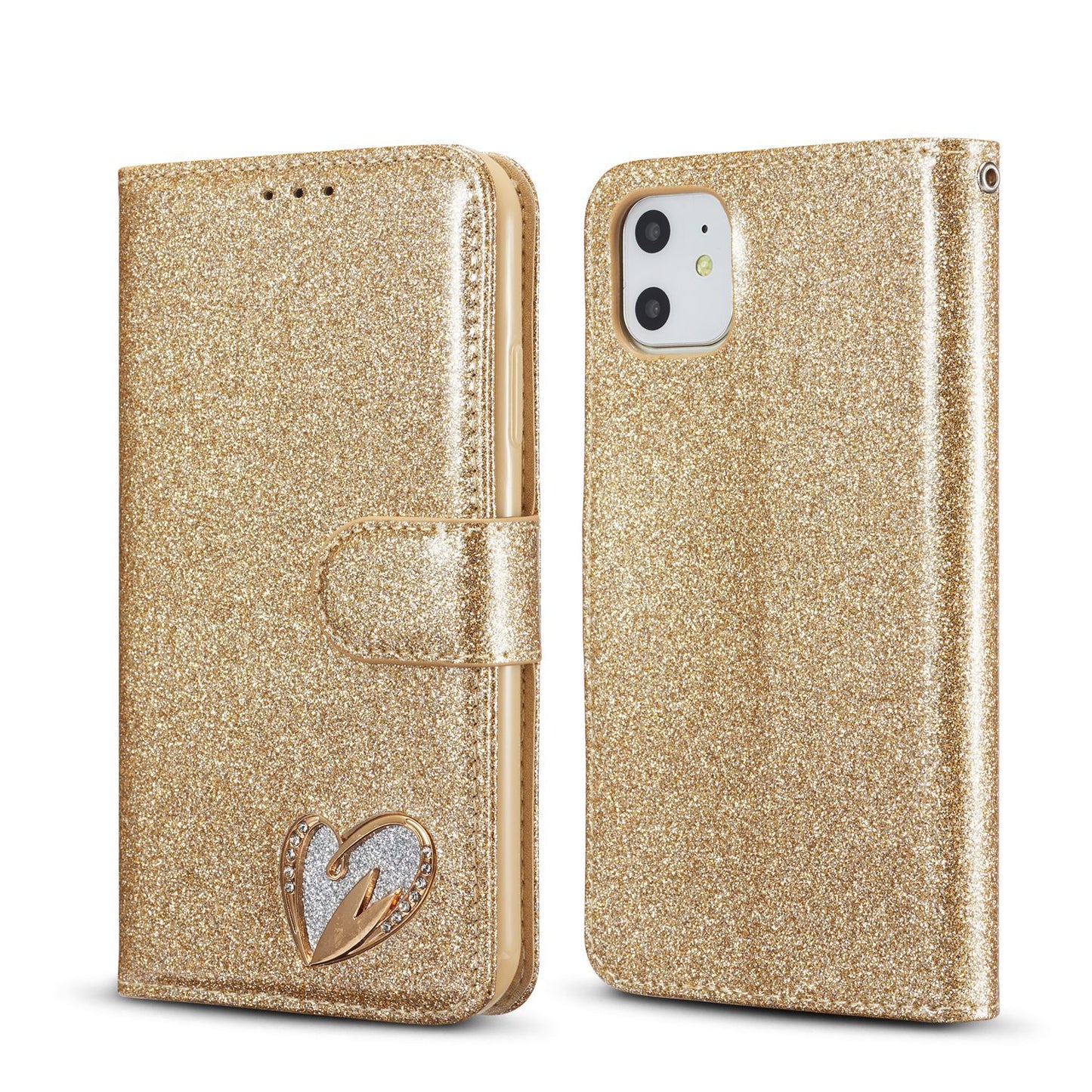 Fashion brand love glitter flip leather phone case