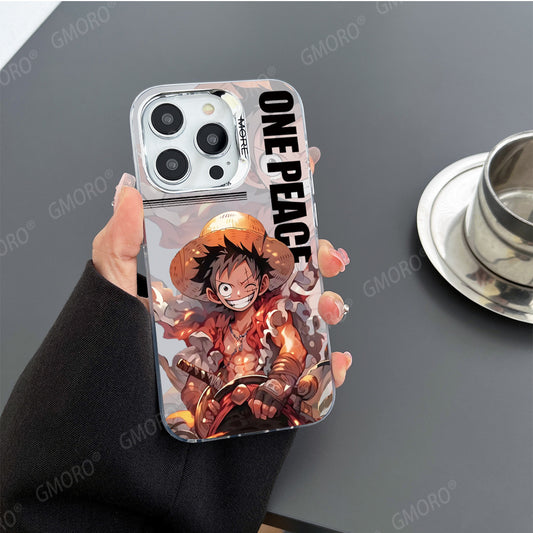 Colored silver electroplating cartoon One Piece Luffy mobile phone case