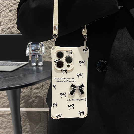 Hot ins bow phone case four corner lanyard phone case