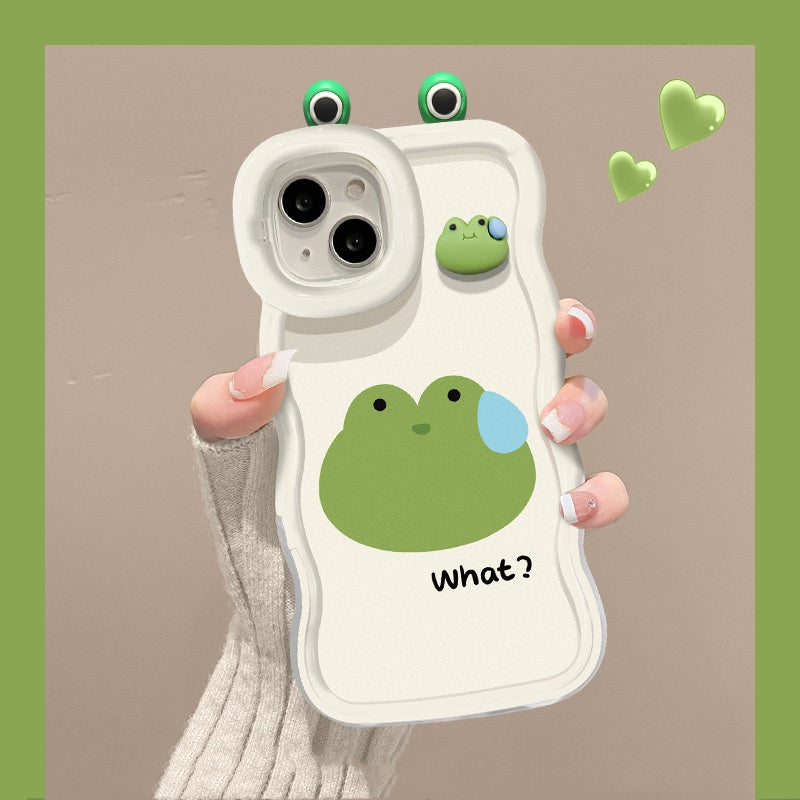 Cute sweaty frog figure lanyard silicone anti-fall mobile phone case