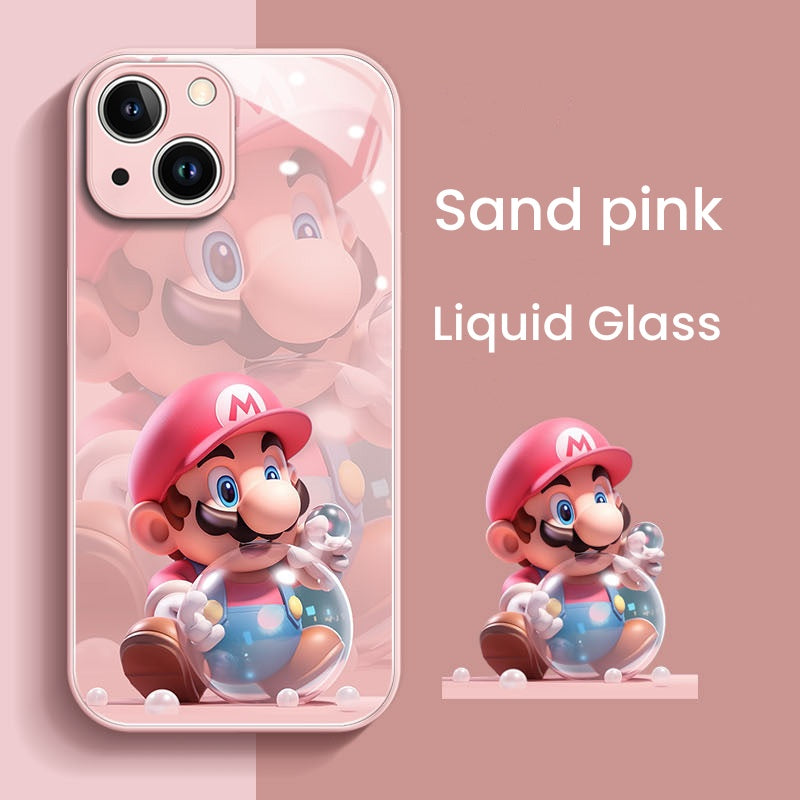 New cartoon Mario glass phone case