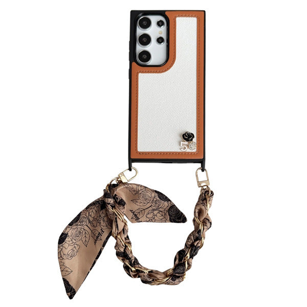 Chanel style silk scarf phone case for Samsung Galaxy S/A