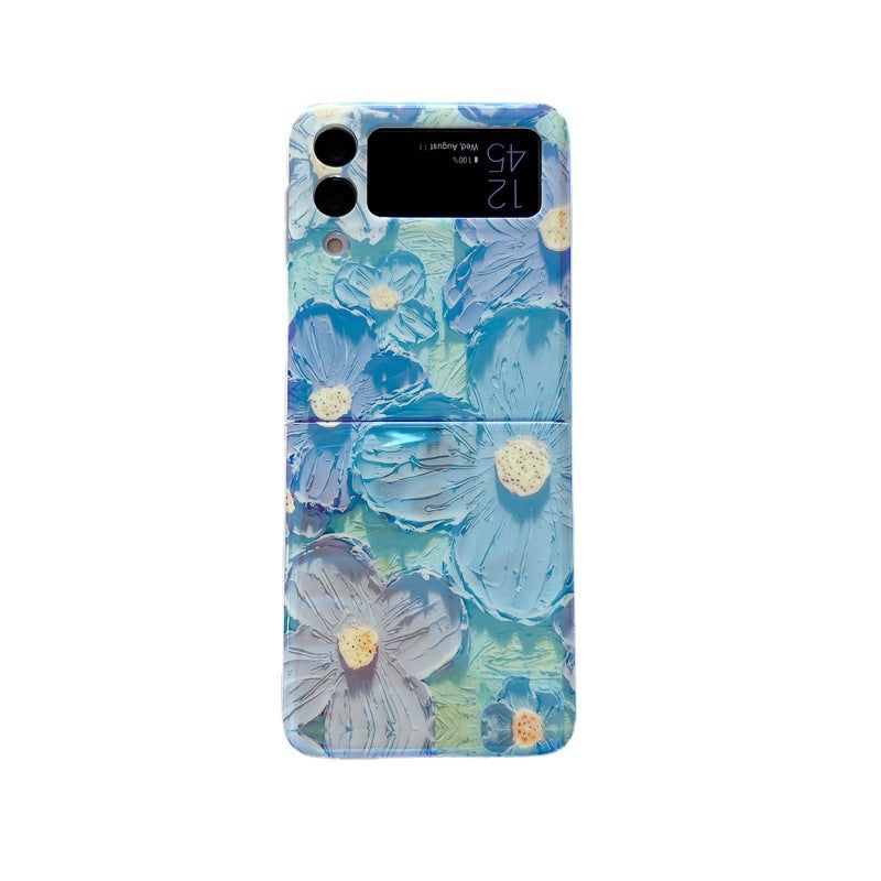 Blue light oil painting flower simple soft phone case