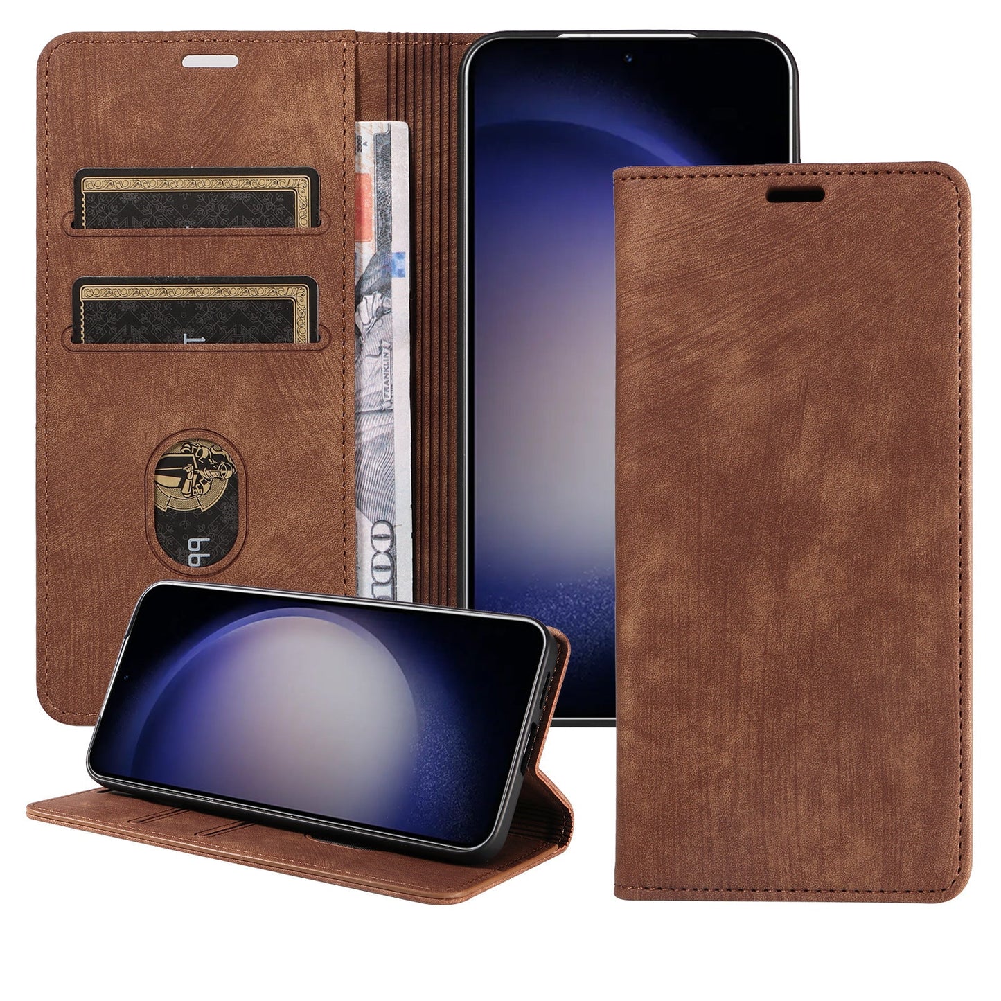 Premium na magnetic lambskin cover retro card flip phone case