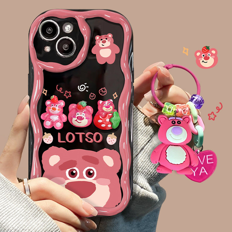 ins three-dimensional strawberry bear soft shell mobile phone case