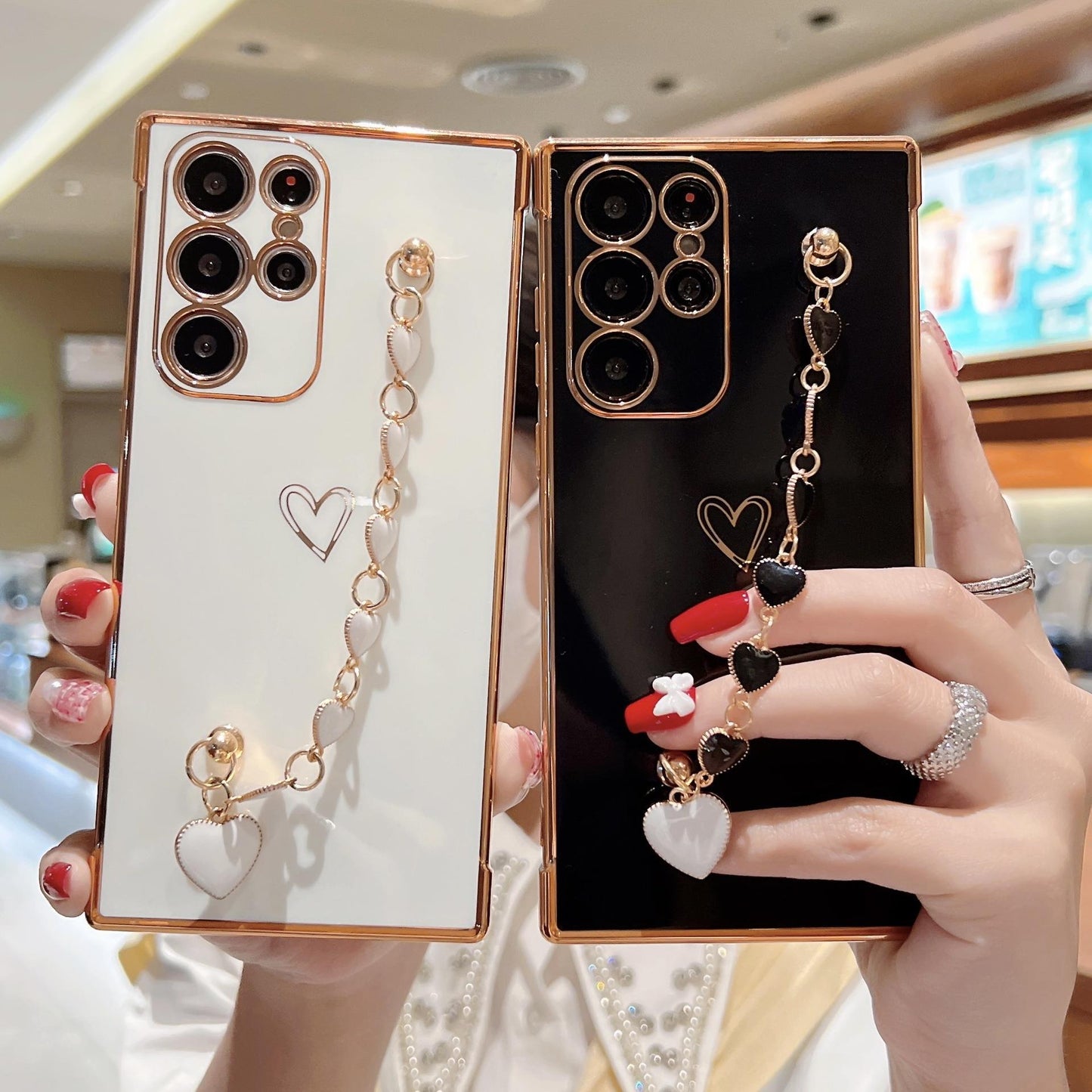 Electroplating heart bracelet mobile phone case for Samsung Galaxy S/A