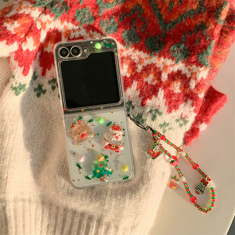 Christmas snowman mobile phone case Samsung folding protective cover suitable for z flip 6/flip5/z flip 4