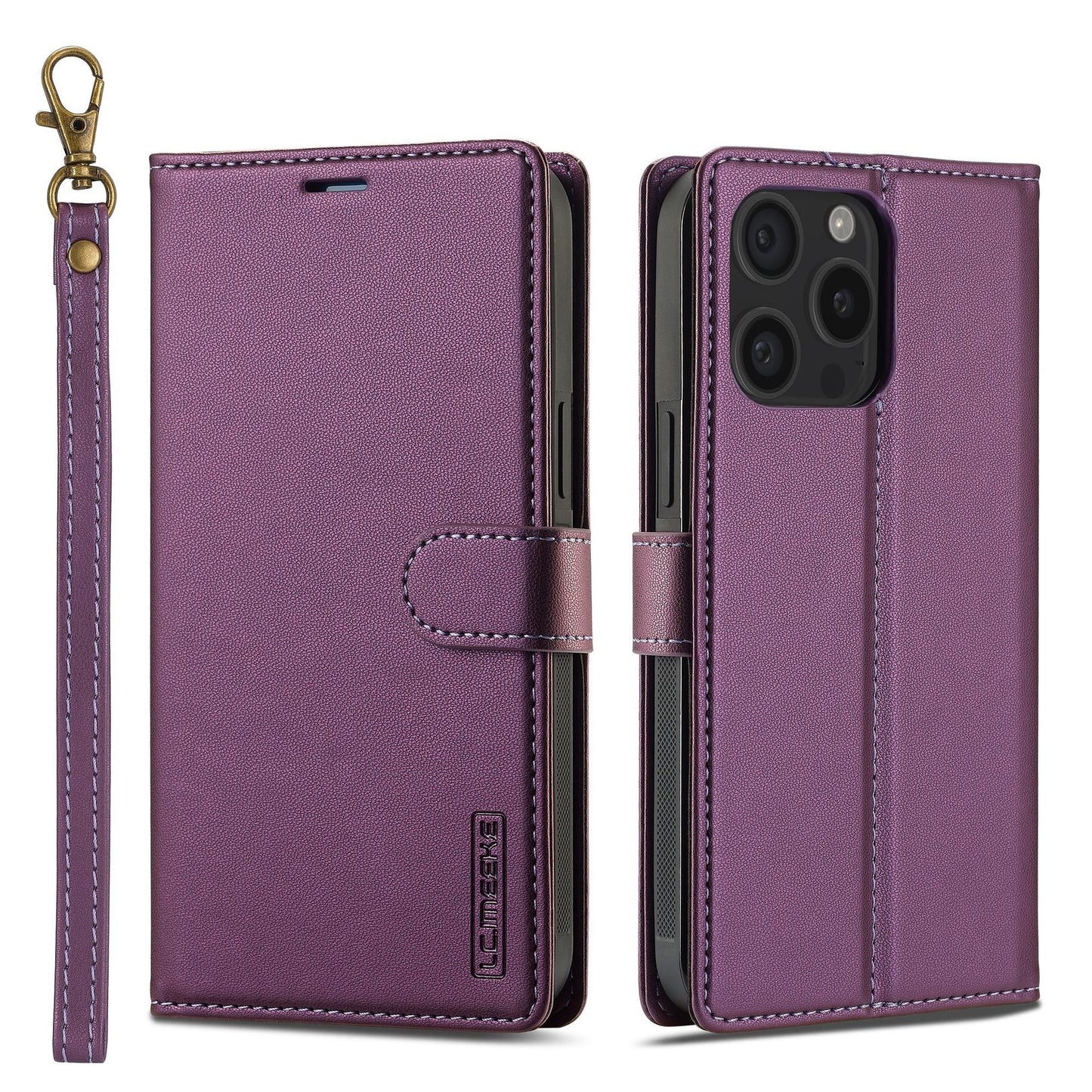 iPhone 2 in 1 magnetic flip cover card slot lanyard split mobile phone case