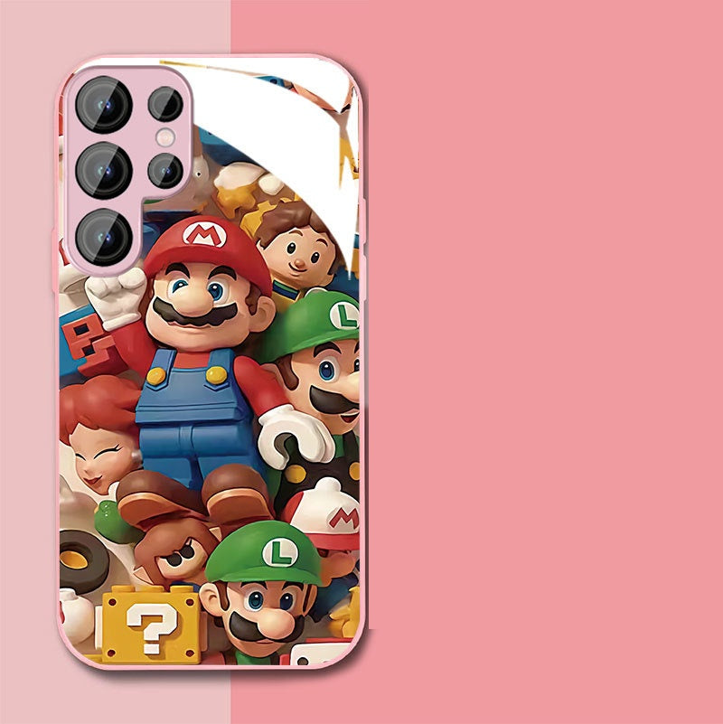 Internet celebrity hit Mario man pile glass phone case suitable for Samsung