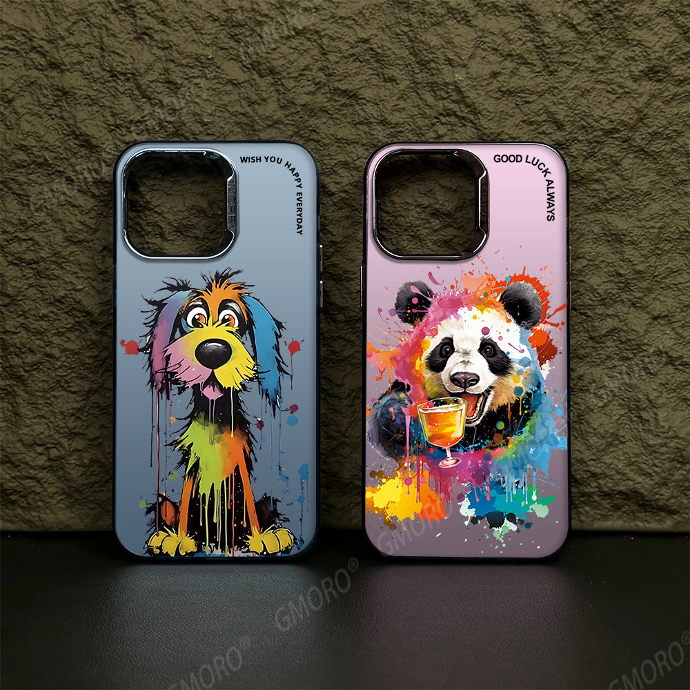 New cartoon graffiti frosted large hole mobile phone case