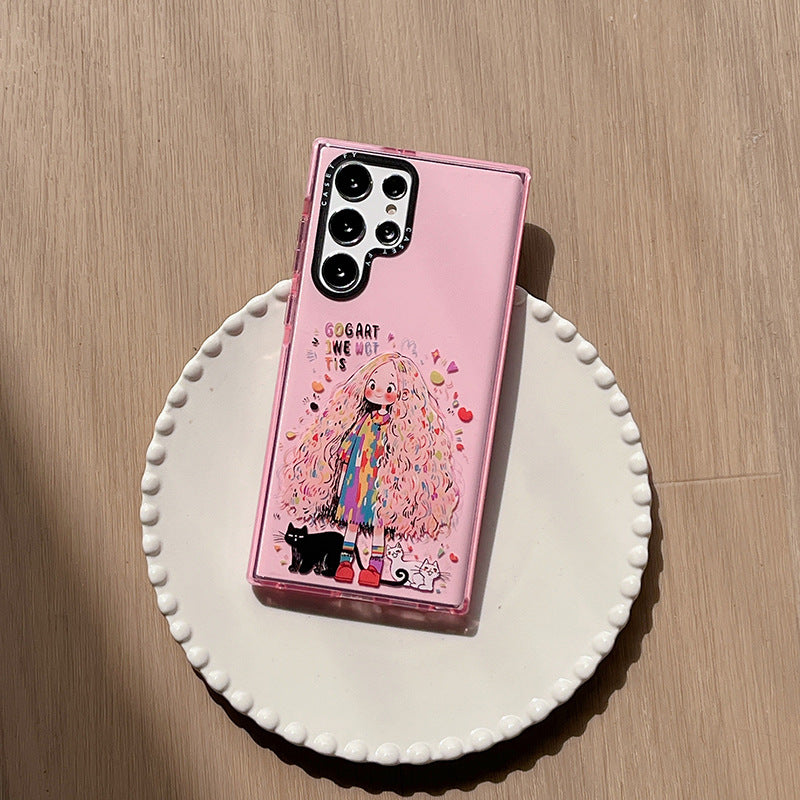 Fashion brand graffiti girl anti-fall mobile phone case