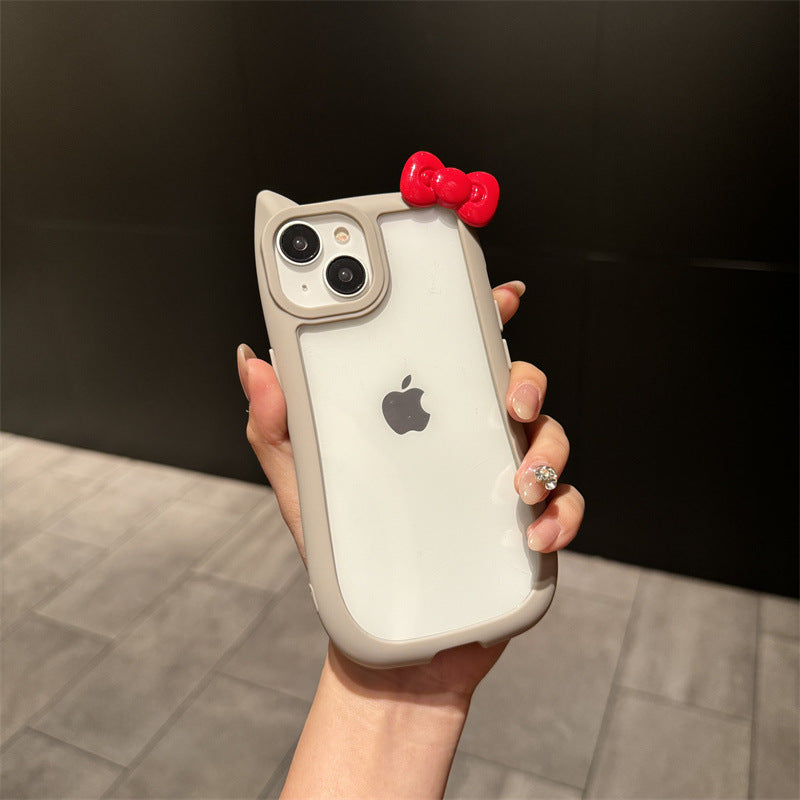 Cute 3D Cat Ear Apple Bowknot Phone Case