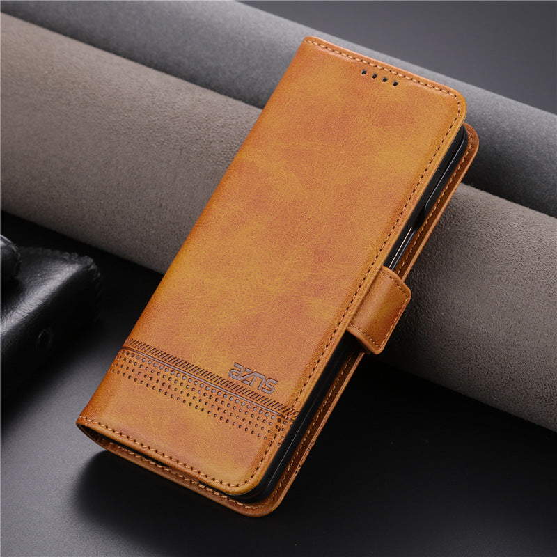 Angkop para sa Samsung z fold 3/4/5 premium genuine leather case retro business mobile phone case